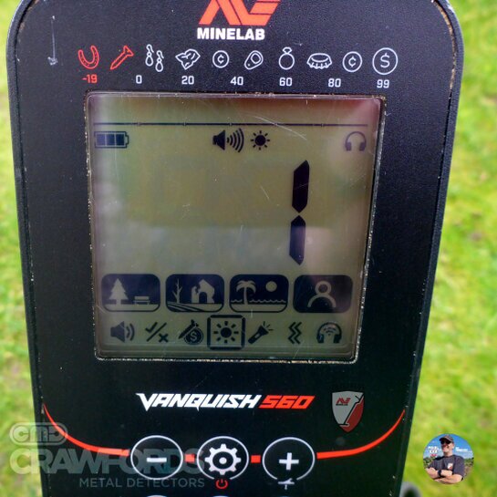 Minelab Vanquish 560 back light settings Minelab Vanquish 560 back light settings, how to turn it on and off