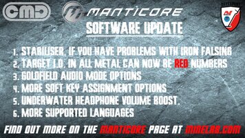 Settings, updates and specifications for the minelab manticore