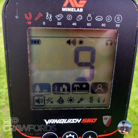 Minelab Vanquish 560 volume setting Minelab Vanquish 560 volume settings high or lower the volume to hear targets in quiet or noisy enviroments