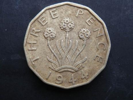1944 George V Threepence Thrupenny