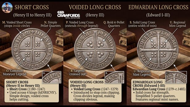 short cross and long cross hammered coin how to identify a short cross and long cross hammered coin